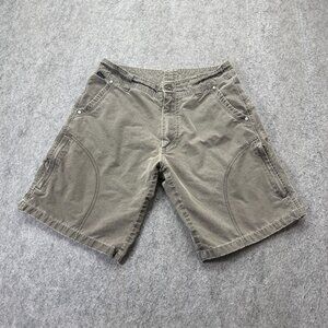 Kuhl Cargo Shorts Men 30 Beige Khaki Hiking Cotton Nylon Zip Pocket 10" b059